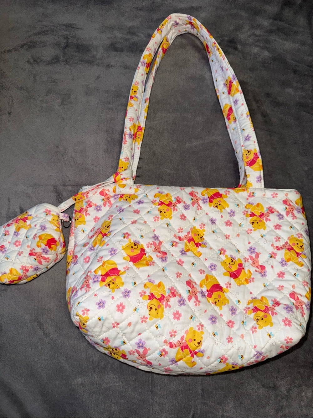 WINNIE THE POOH AND PIGLET TOTE BAG W/ SMALL POUCH - Picture 2 of 8